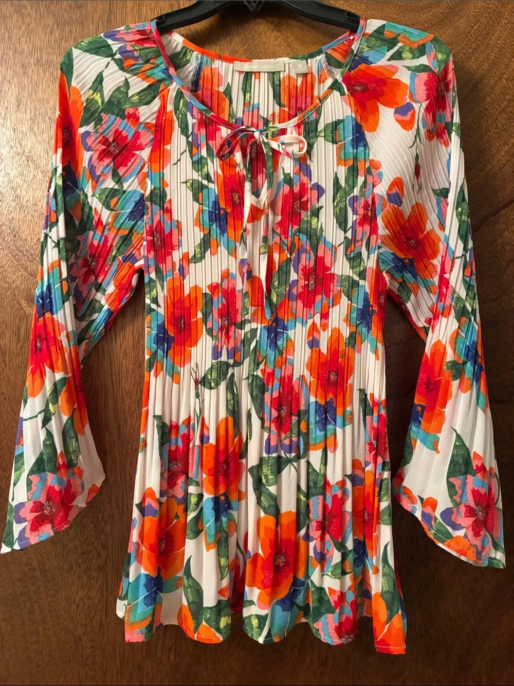 Sunny Leigh floral orange green mixed color blouse